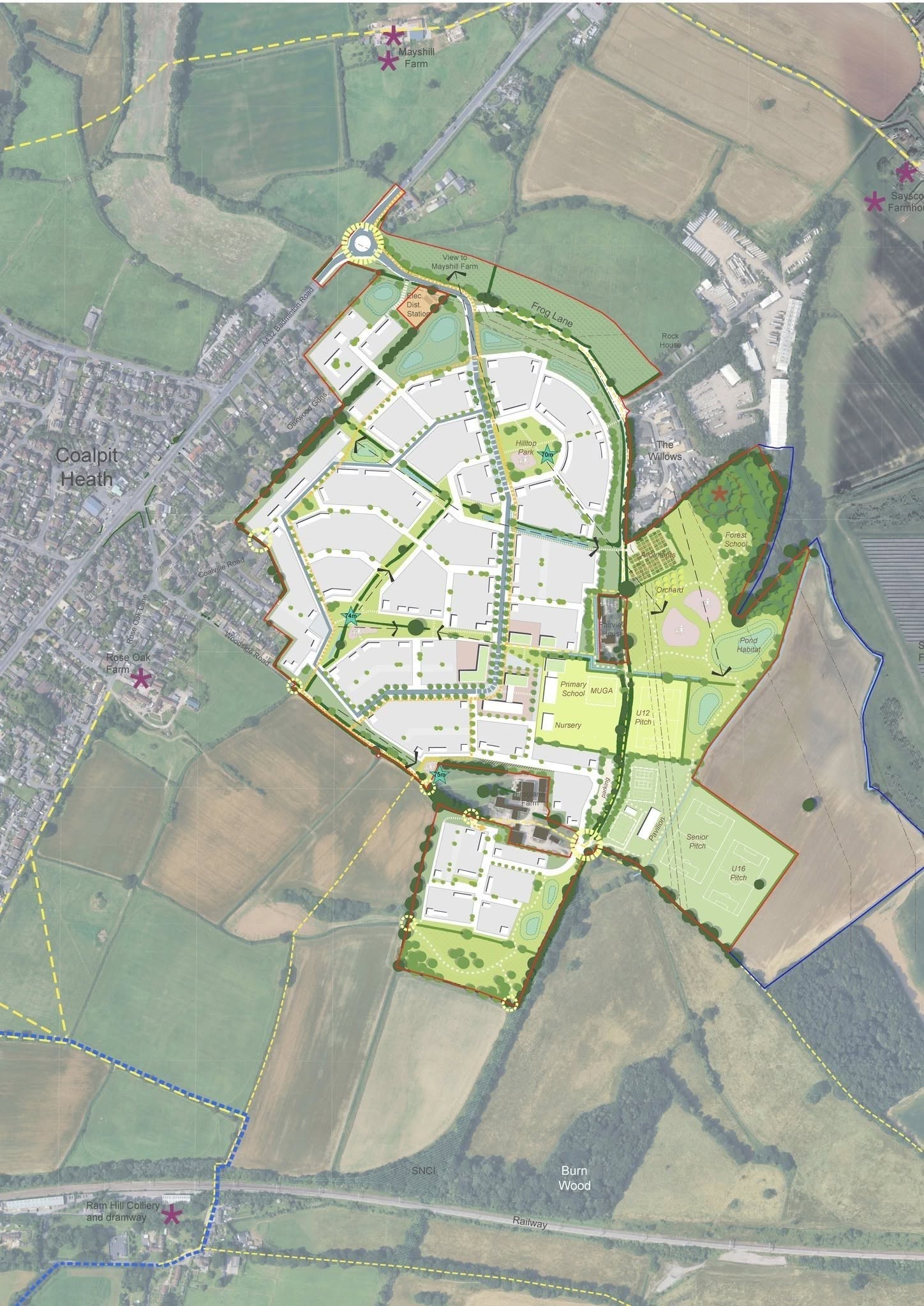 Master plan for planning application on land at Frog Lane