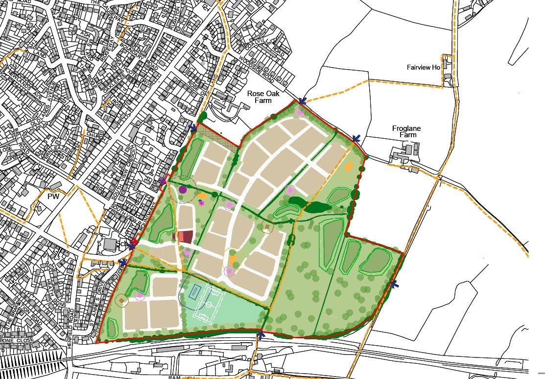 Site plan for the land east of Roundways